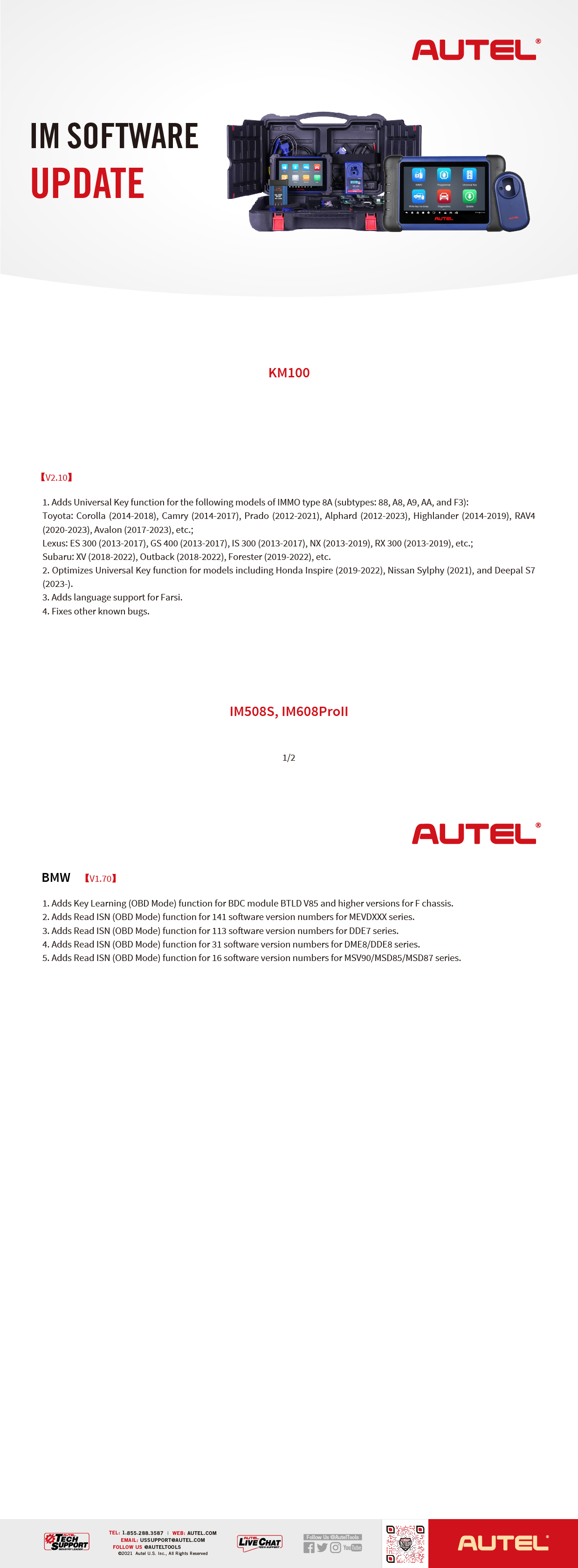 Autel IM Software Update - March 2024